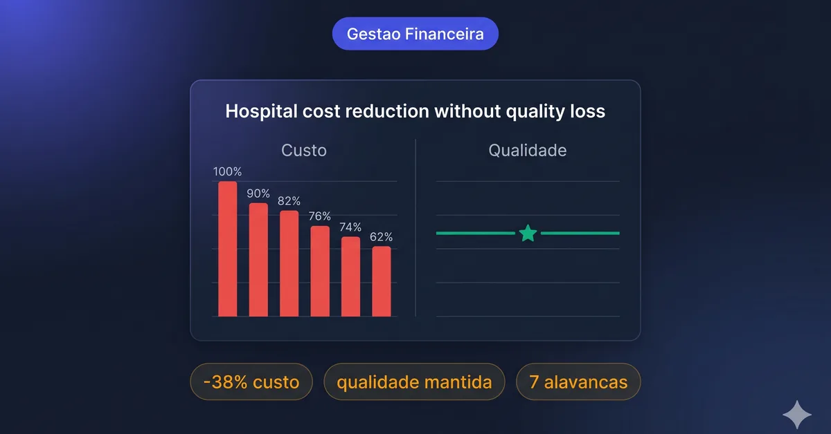 Comparativo visual de redução de custos hospitalares sem perder qualidade